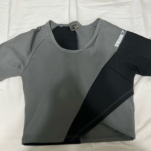 Grey and Black cropped gymshark workout tank